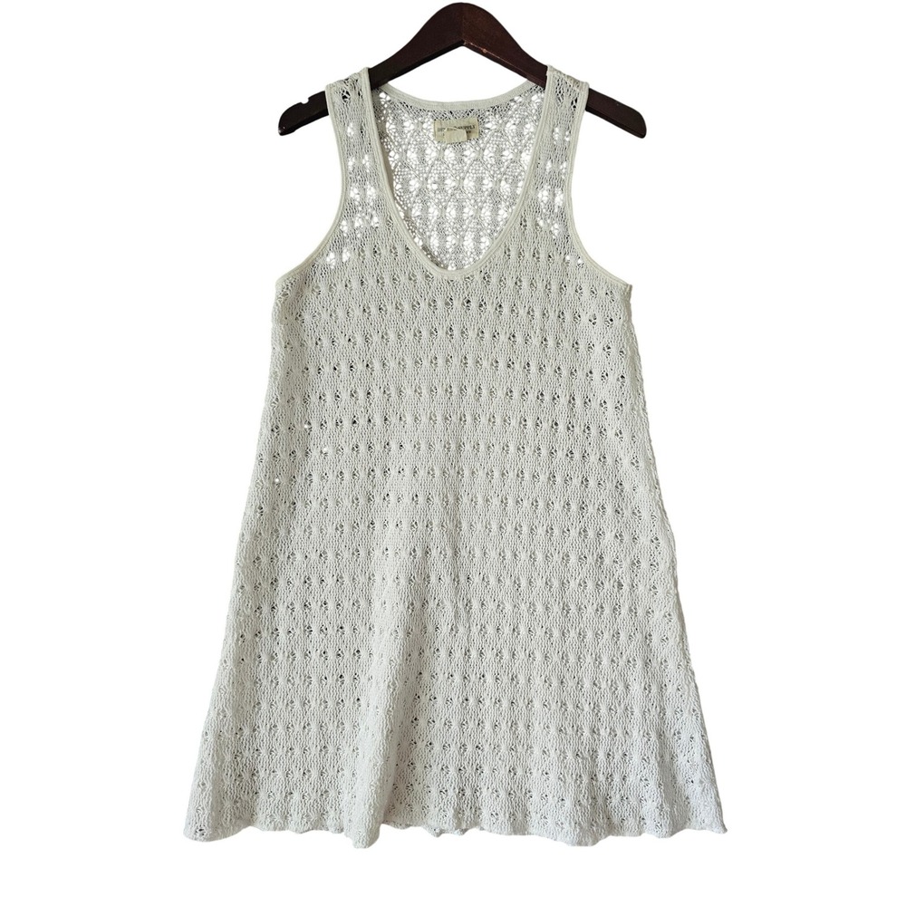 Denim & Supply Ralph Lauren‎ White Knit Crochet Sleeveless Mini Dress Sheer L